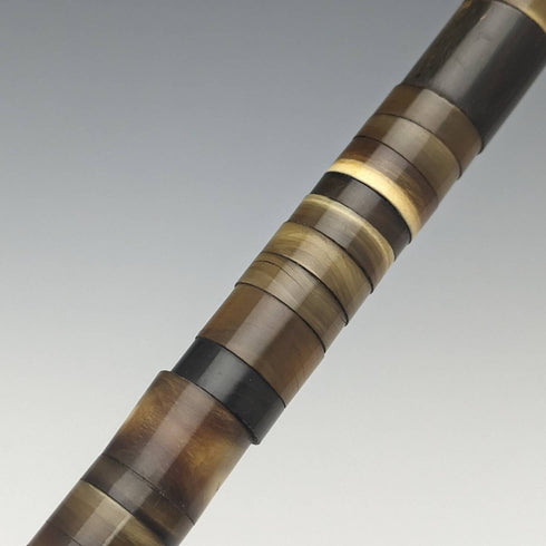 英國古董男士手杖多色牛角軸圓形手柄 85 厘米